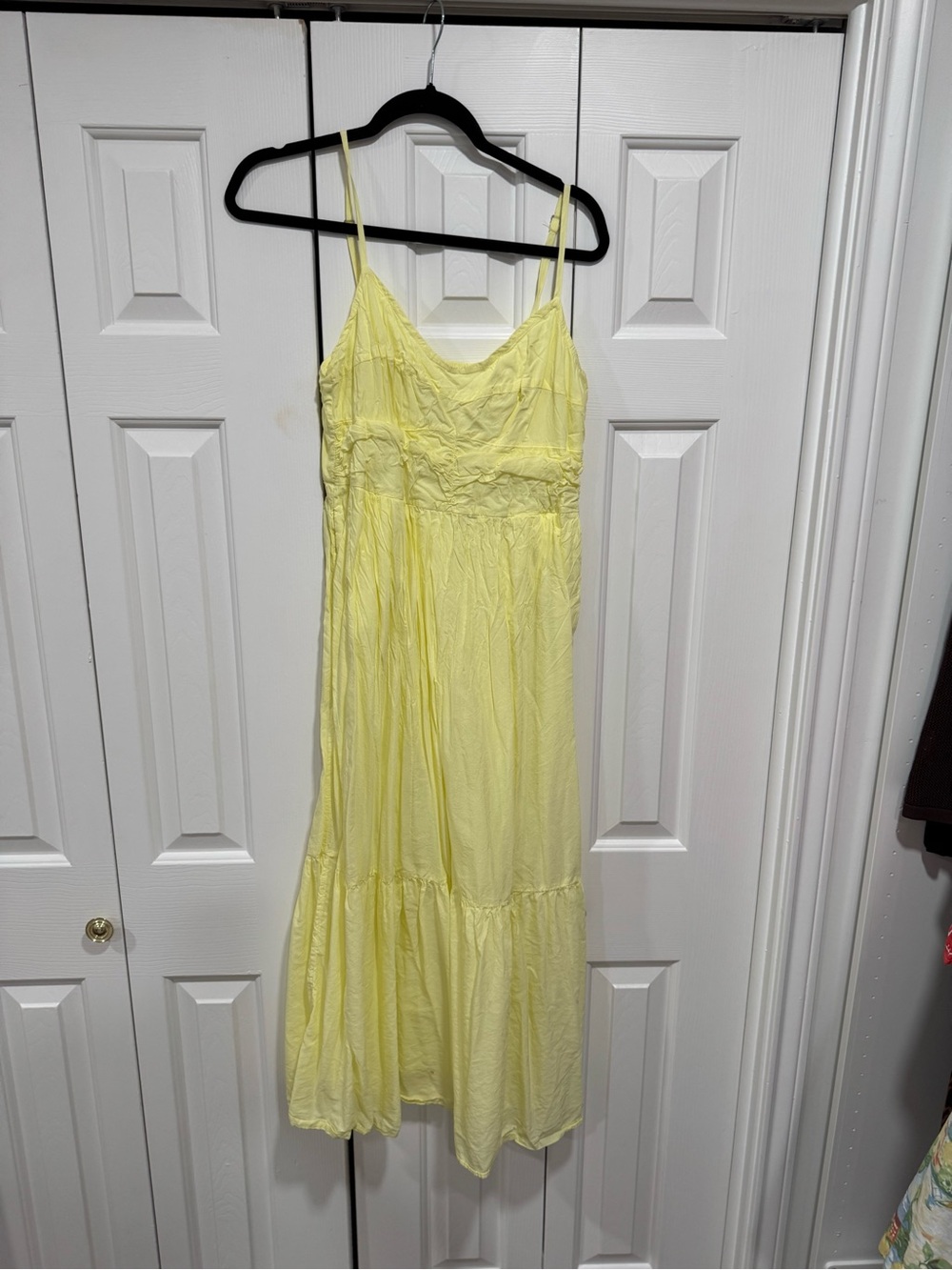 Universal Thread Lemon Yellow Maxi Dress Spaghetti Straps Tiered Womens Medium